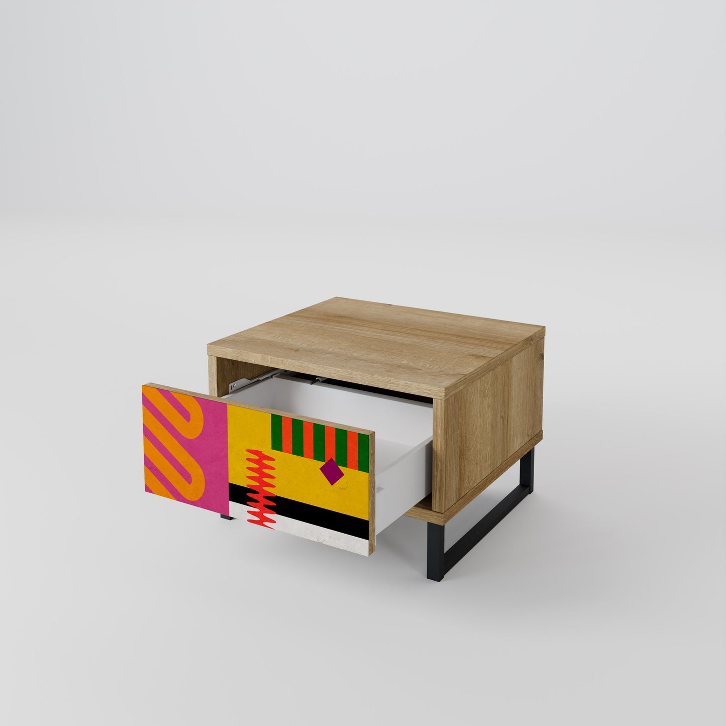 VIVID ART Nightstand in Oak Effect