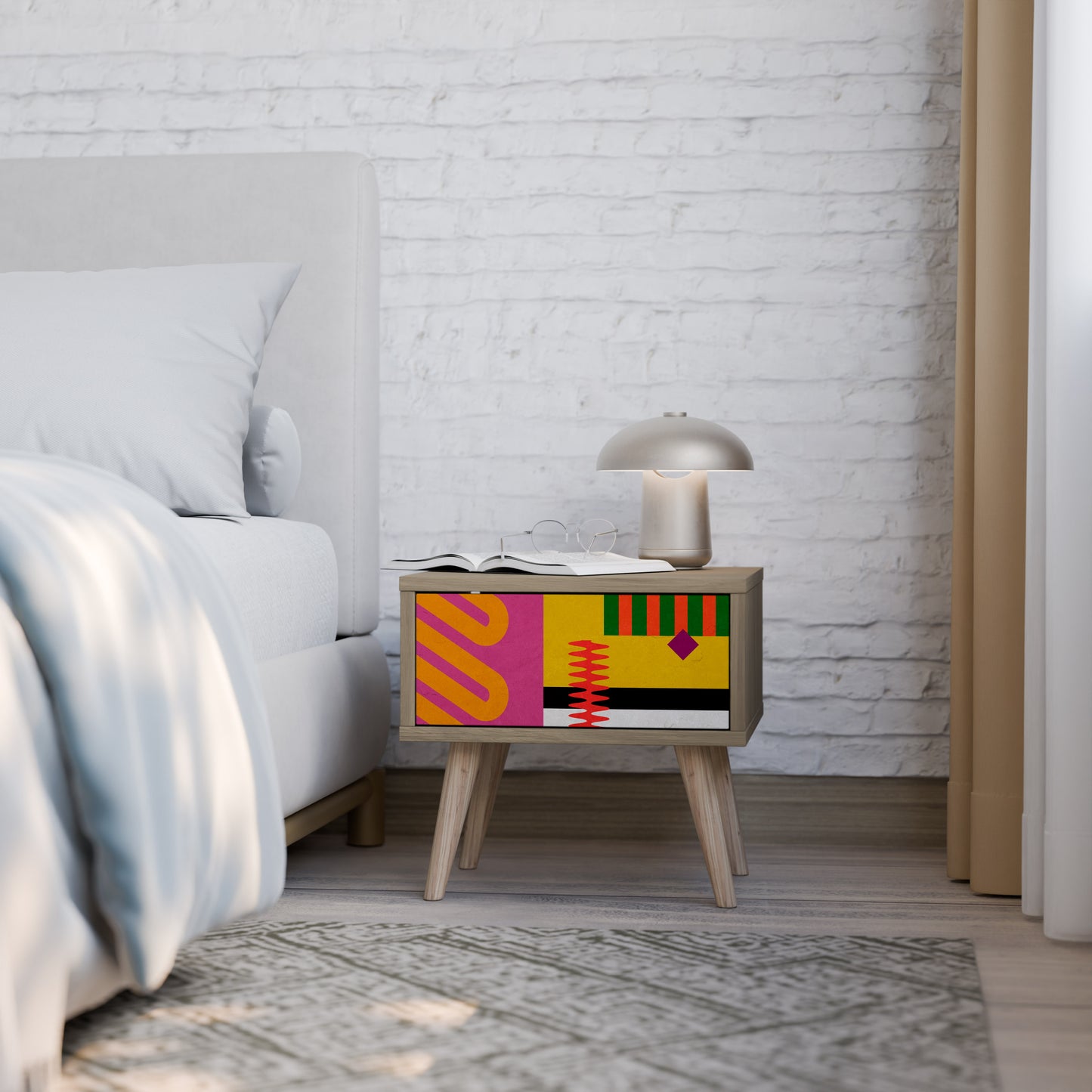 VIVID ART Nightstand in Oak Effect