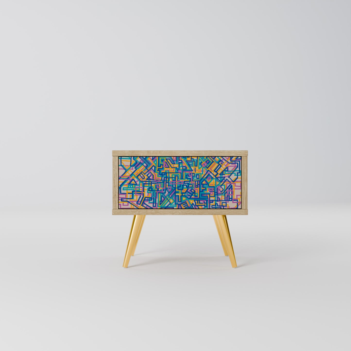 MEMORIES MAP Nightstand in Oak Effect