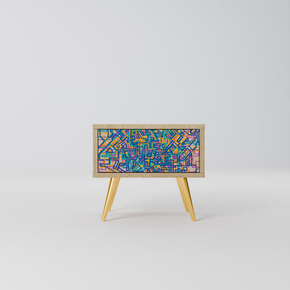 MEMORIES MAP Nightstand in Oak Effect