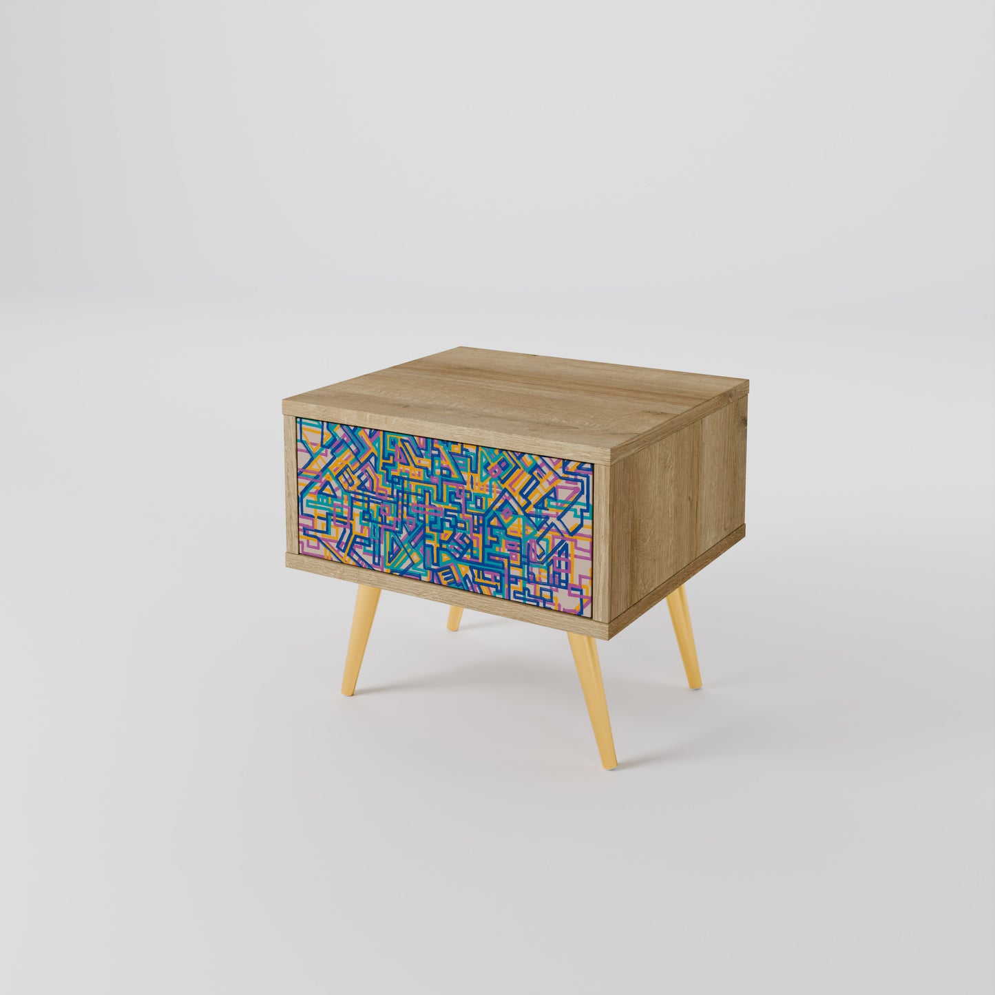 MEMORIES MAP Nightstand in Oak Effect