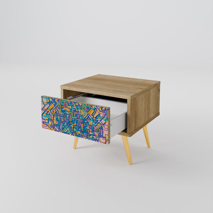 MEMORIES MAP Nightstand in Oak Effect