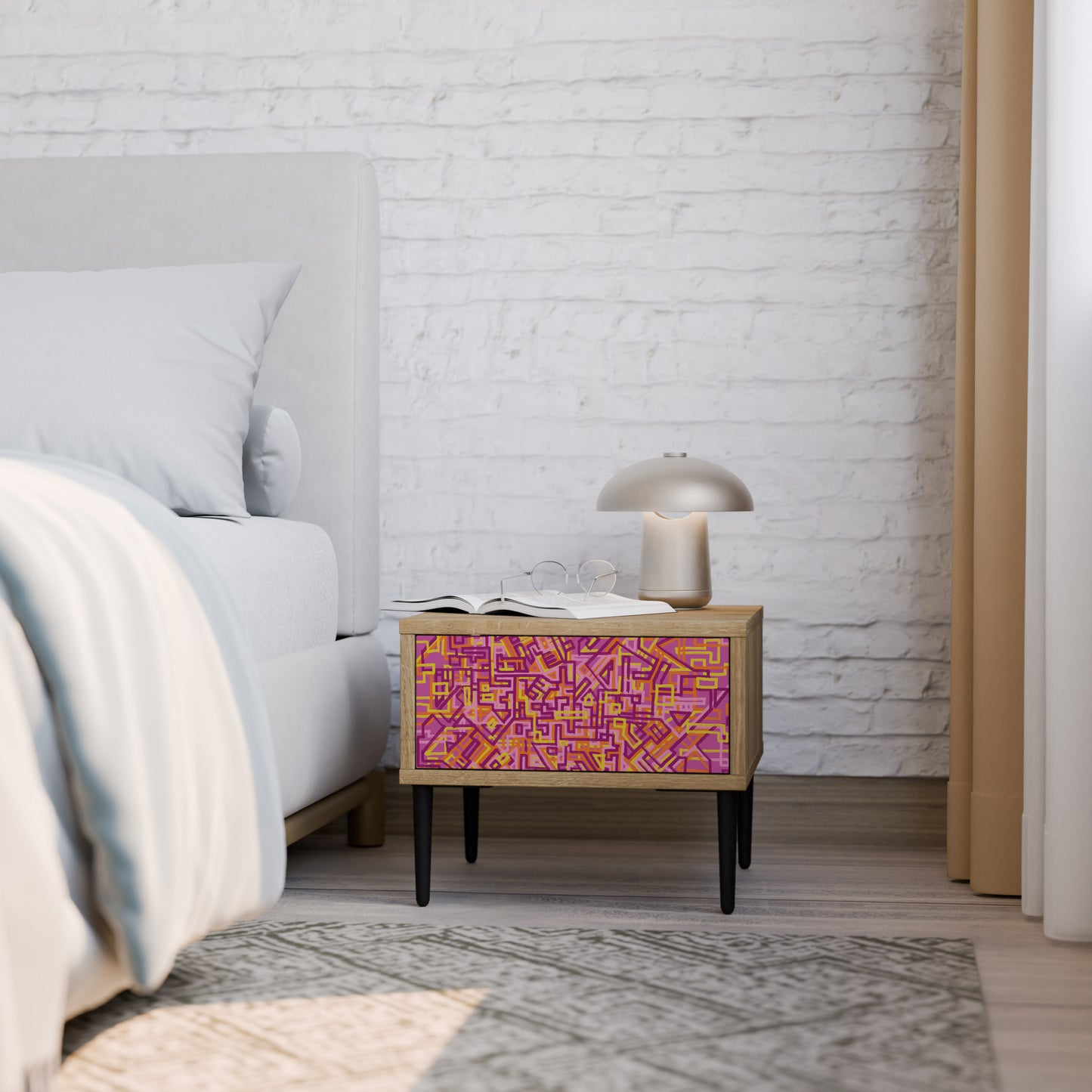 LOVELY MEMORIES Nightstand in Oak Effect