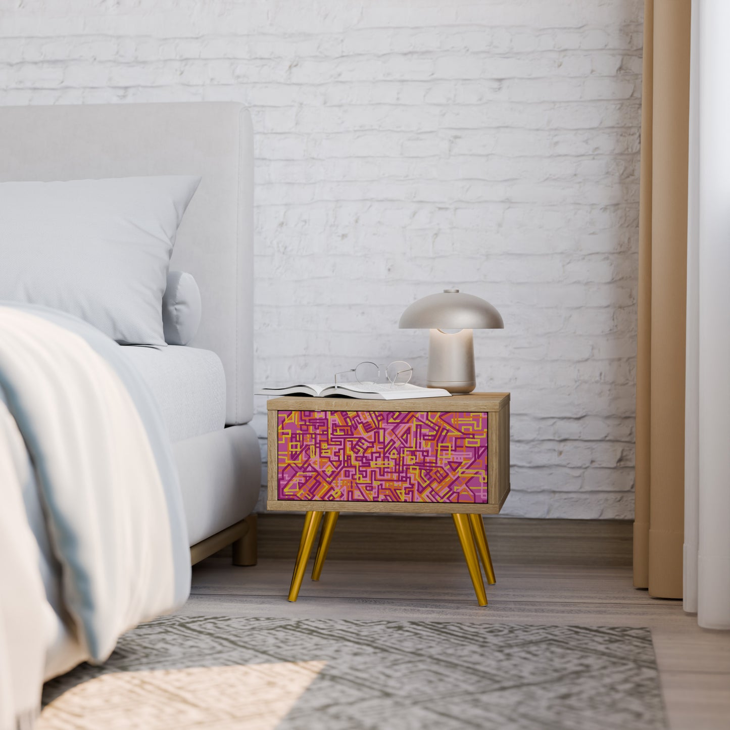 LOVELY MEMORIES Nightstand in Oak Effect
