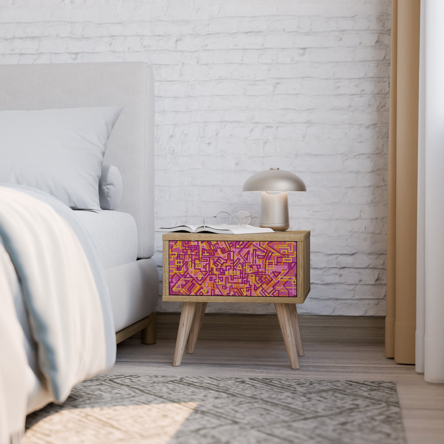 LOVELY MEMORIES Nightstand in Oak Effect