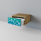 TURQUOISE RECTANGLES Nightstand in Oak Effect