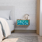 TURQUOISE RECTANGLES Nightstand in Oak Effect