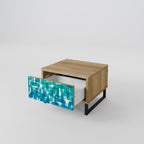 TURQUOISE RECTANGLES Nightstand in Oak Effect