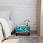 TURQUOISE RECTANGLES Nightstand in Oak Effect