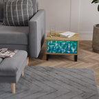 TURQUOISE RECTANGLES Nightstand in Oak Effect