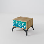 TURQUOISE RECTANGLES Nightstand in Oak Effect