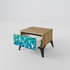 TURQUOISE RECTANGLES Nightstand in Oak Effect