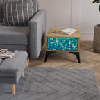 TURQUOISE RECTANGLES Nightstand in Oak Effect