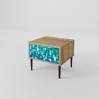 TURQUOISE RECTANGLES Nightstand in Oak Effect