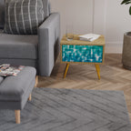 TURQUOISE RECTANGLES Nightstand in Oak Effect