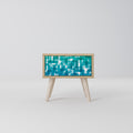 TURQUOISE RECTANGLES Nightstand in Oak Effect