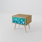 TURQUOISE RECTANGLES Nightstand in Oak Effect