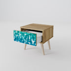 TURQUOISE RECTANGLES Nightstand in Oak Effect