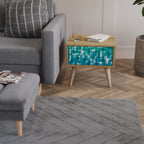 TURQUOISE RECTANGLES Nightstand in Oak Effect