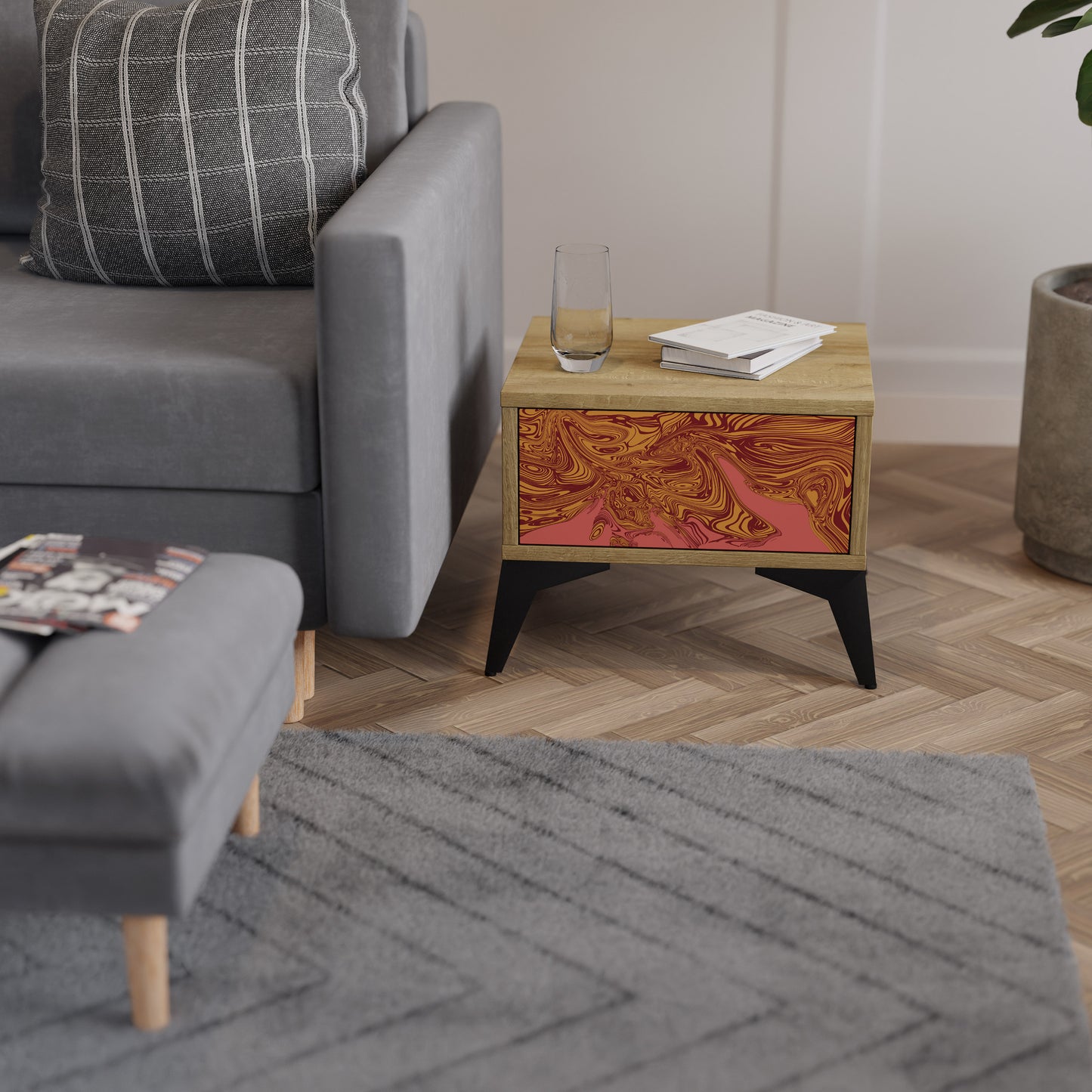 FLOATING THOUGHTS Nightstand in Oak Effect