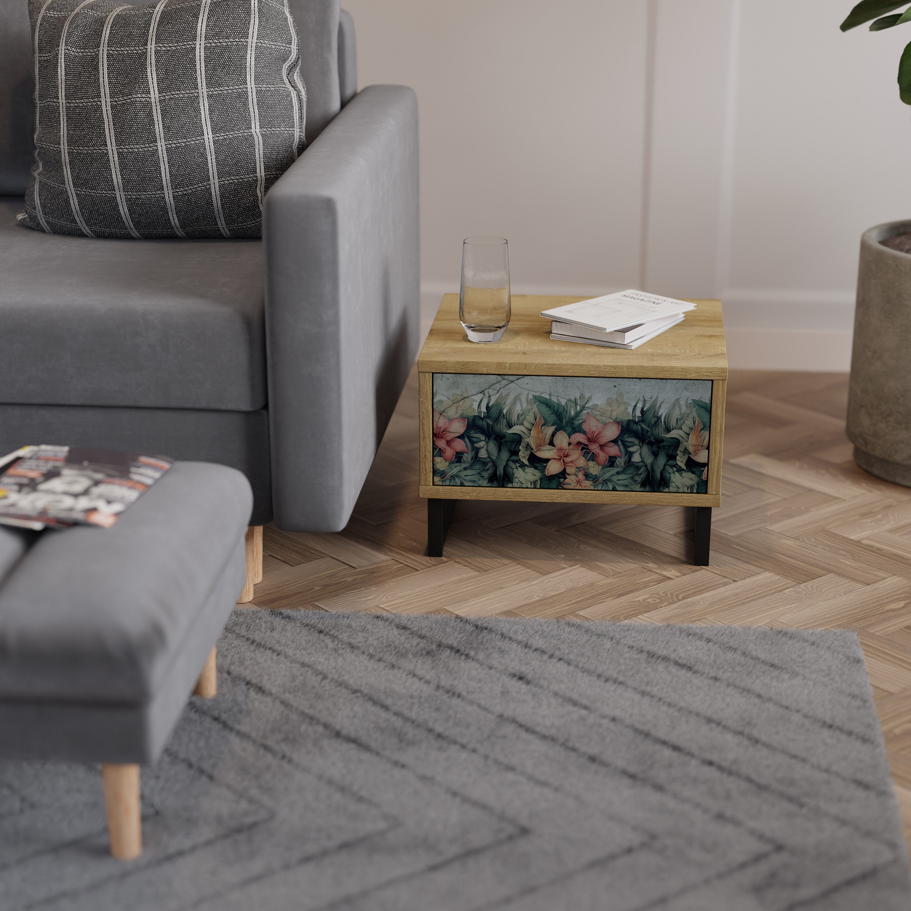 HEAVENLY BLOOM Nattduksbord i Oak Effect