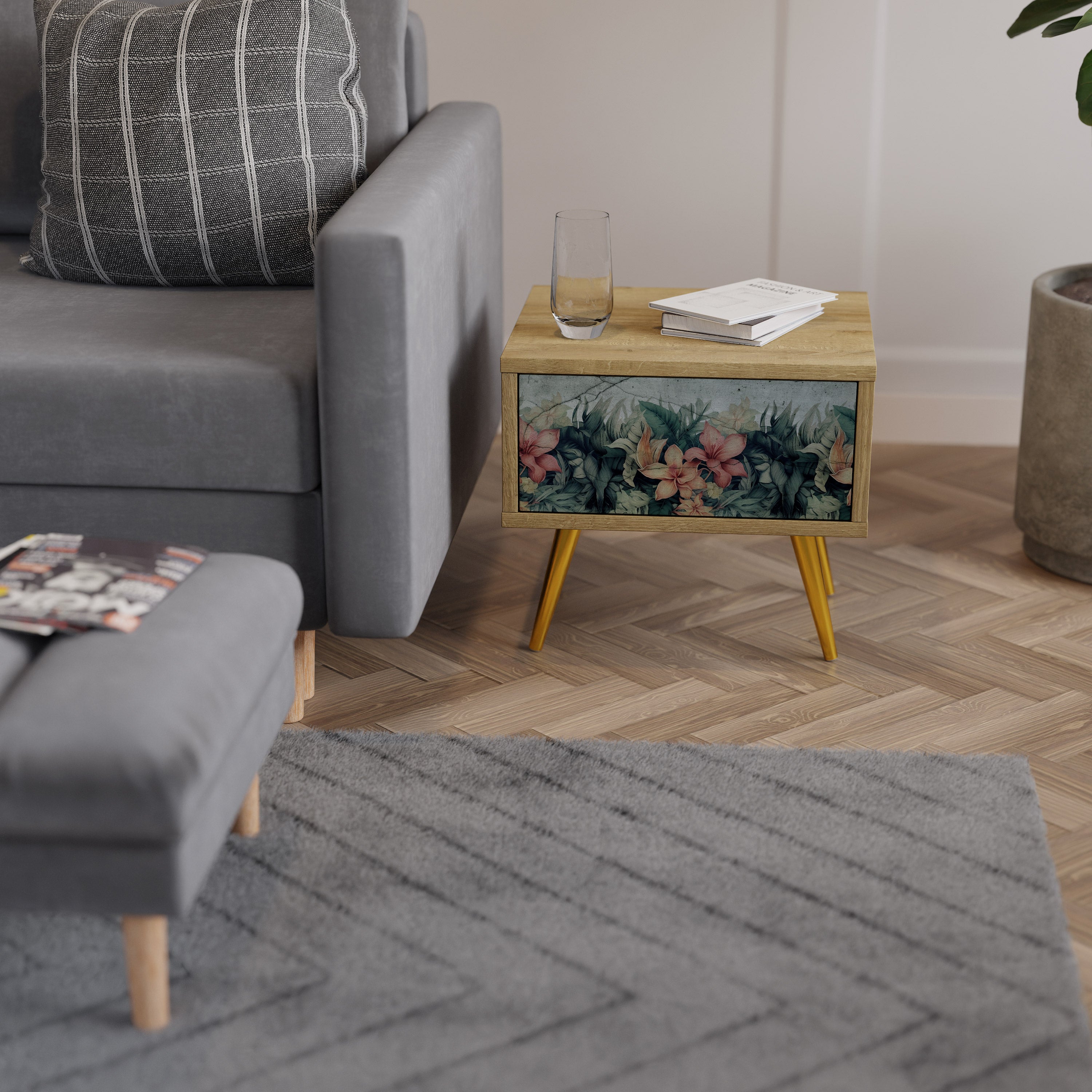 HEAVENLY BLOOM Nattduksbord i Oak Effect