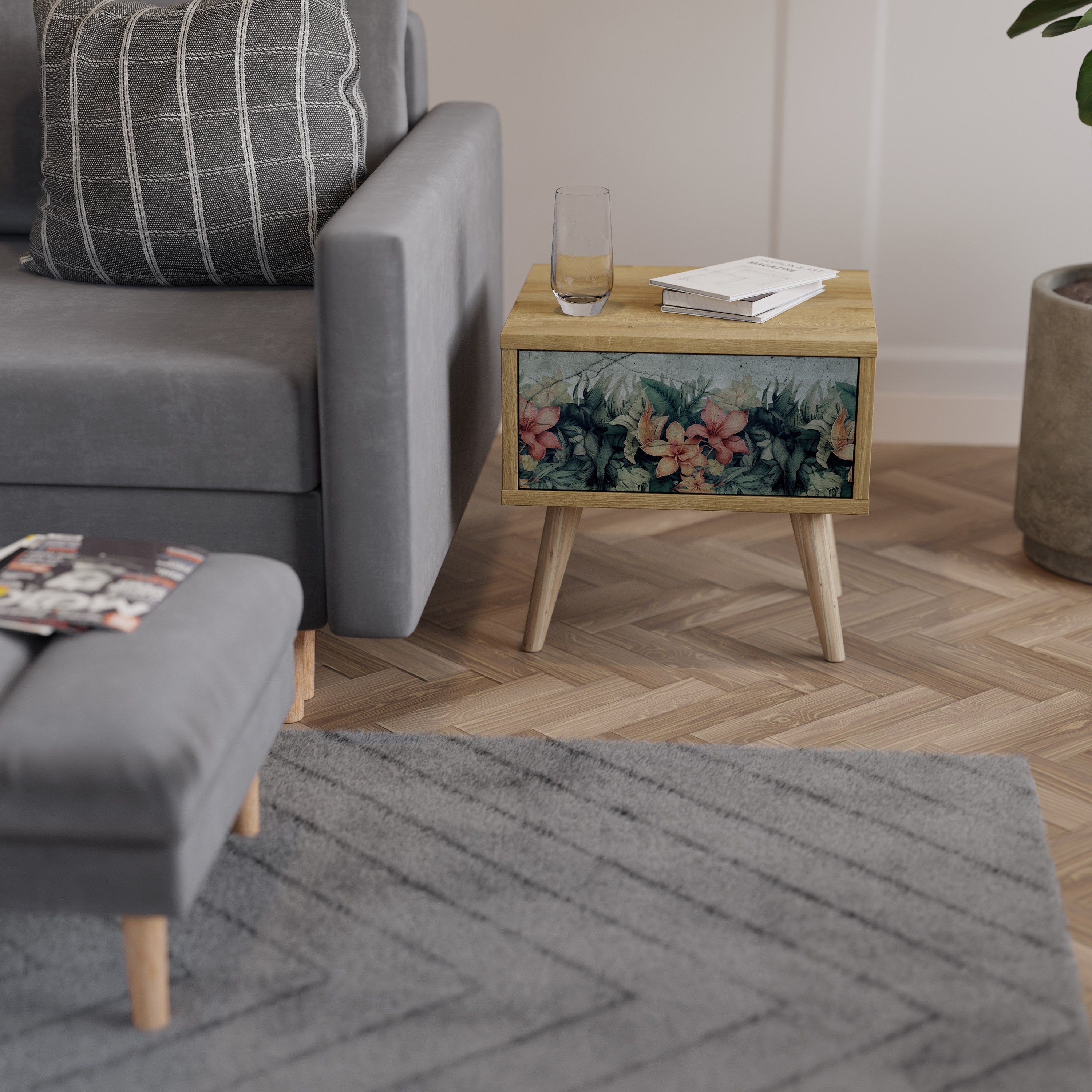HEAVENLY BLOOM Nattduksbord i Oak Effect