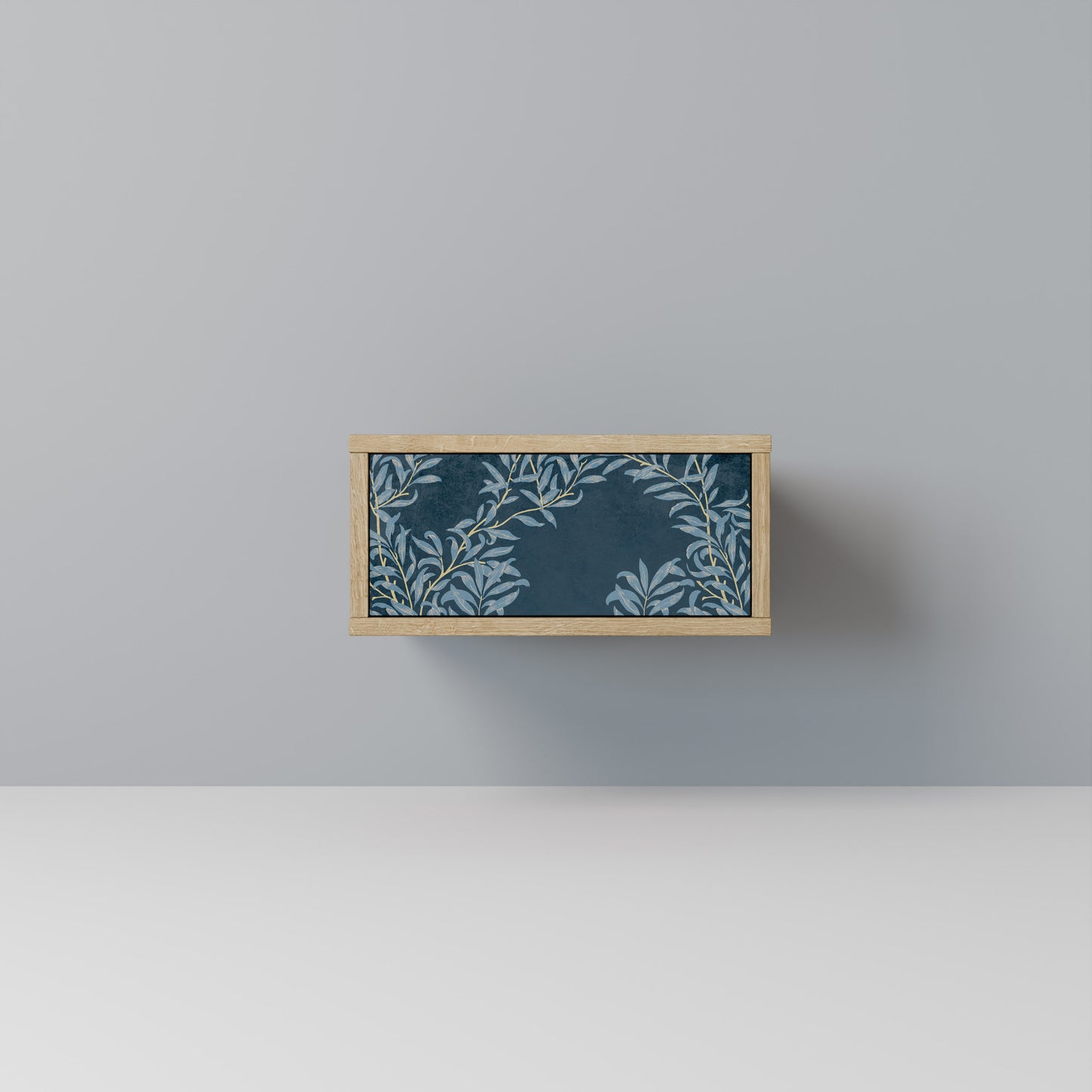 BLUE LEAVES Nattduksbord i Oak Effect