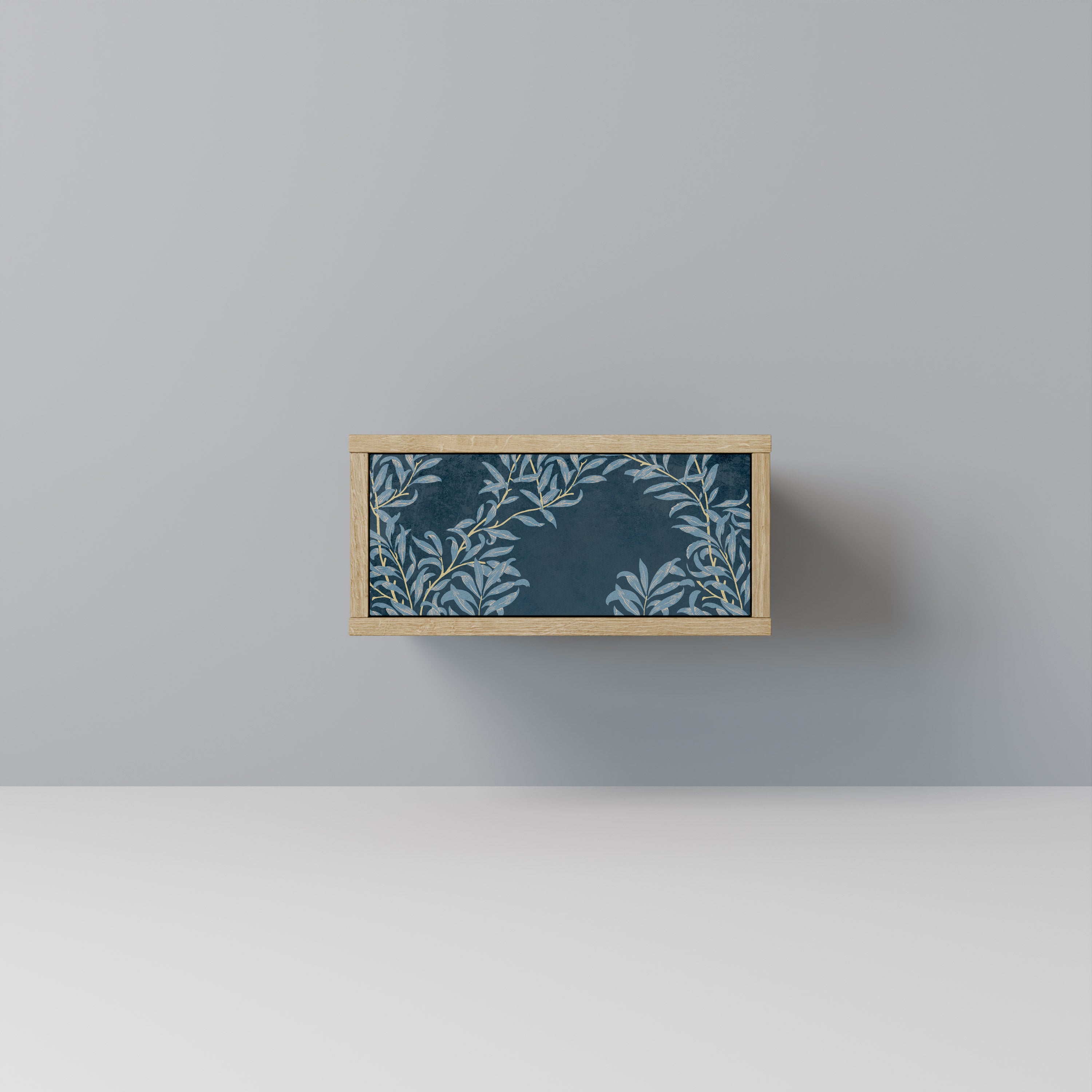BLUE LEAVES Nattduksbord i Oak Effect