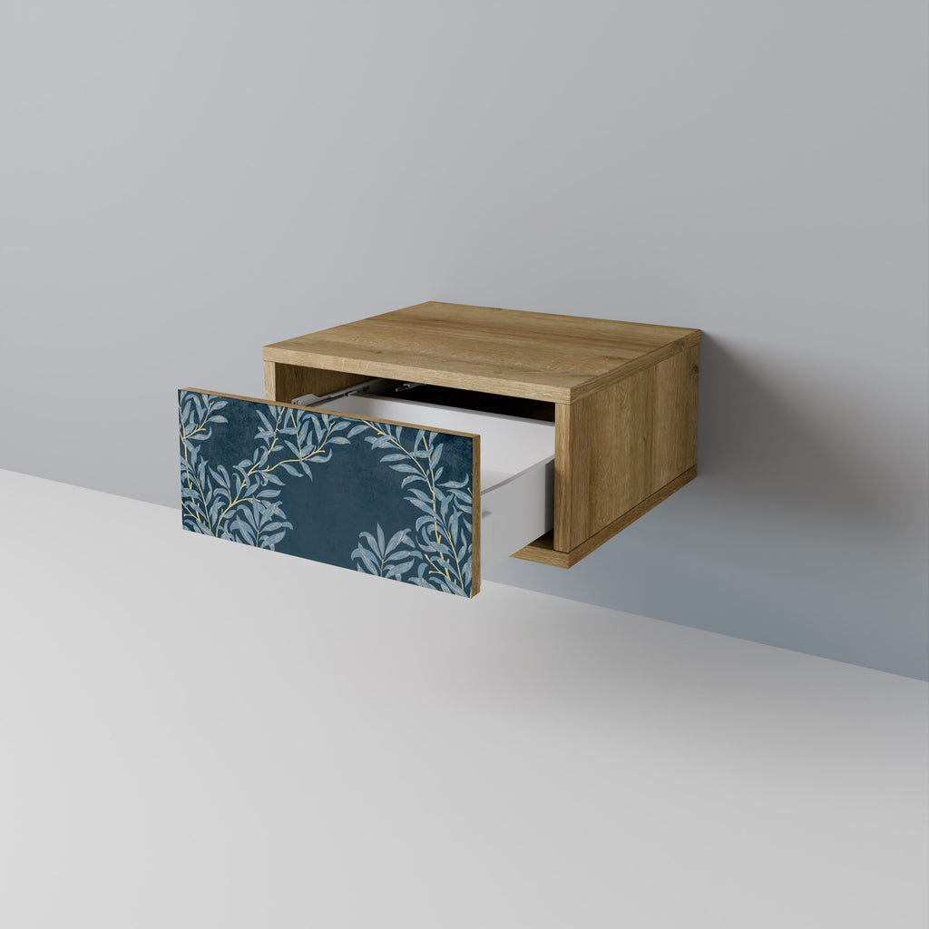 BLUE LEAVES Nattduksbord i Oak Effect