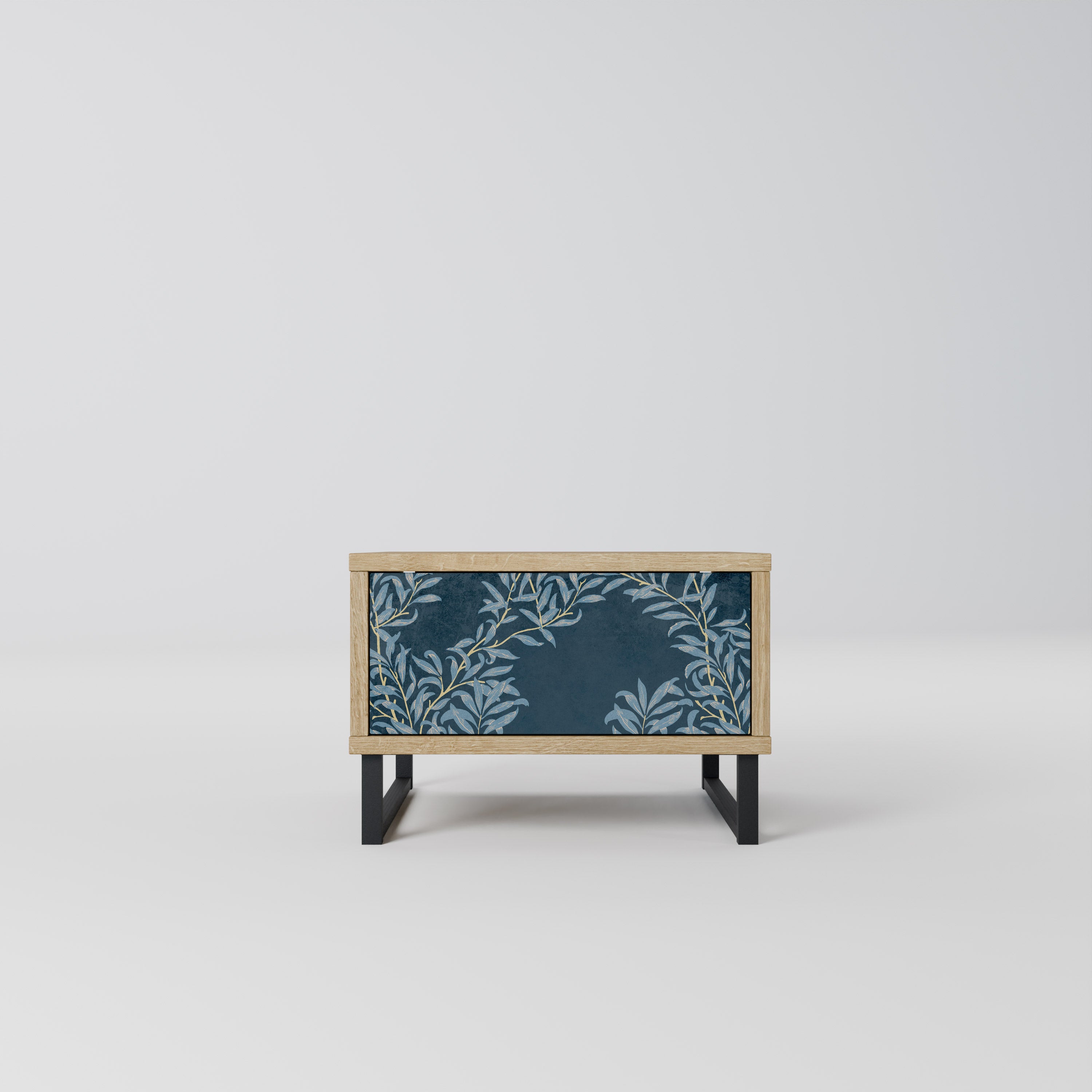 BLUE LEAVES Nattduksbord i Oak Effect