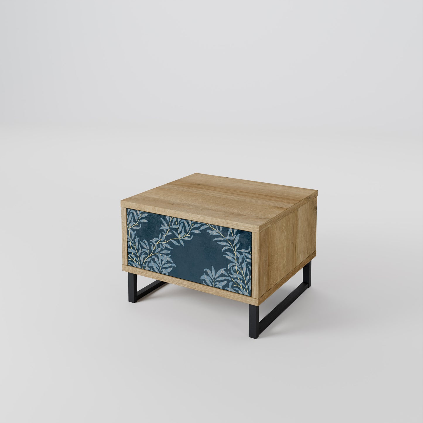 BLUE LEAVES Nattduksbord i Oak Effect
