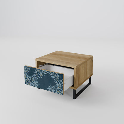 BLUE LEAVES Nattduksbord i Oak Effect
