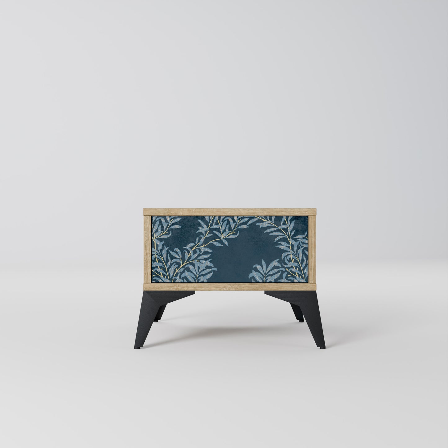 BLUE LEAVES Nattduksbord i Oak Effect