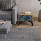 BLUE LEAVES Nightstand in Oak Effect