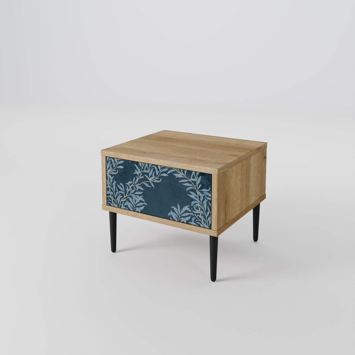 BLUE LEAVES Nattduksbord i Oak Effect