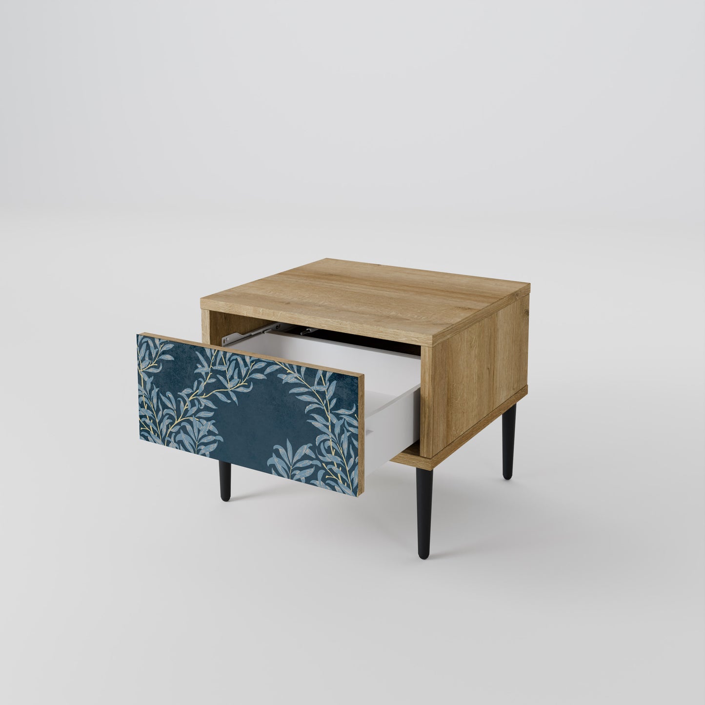 BLUE LEAVES Nattduksbord i Oak Effect