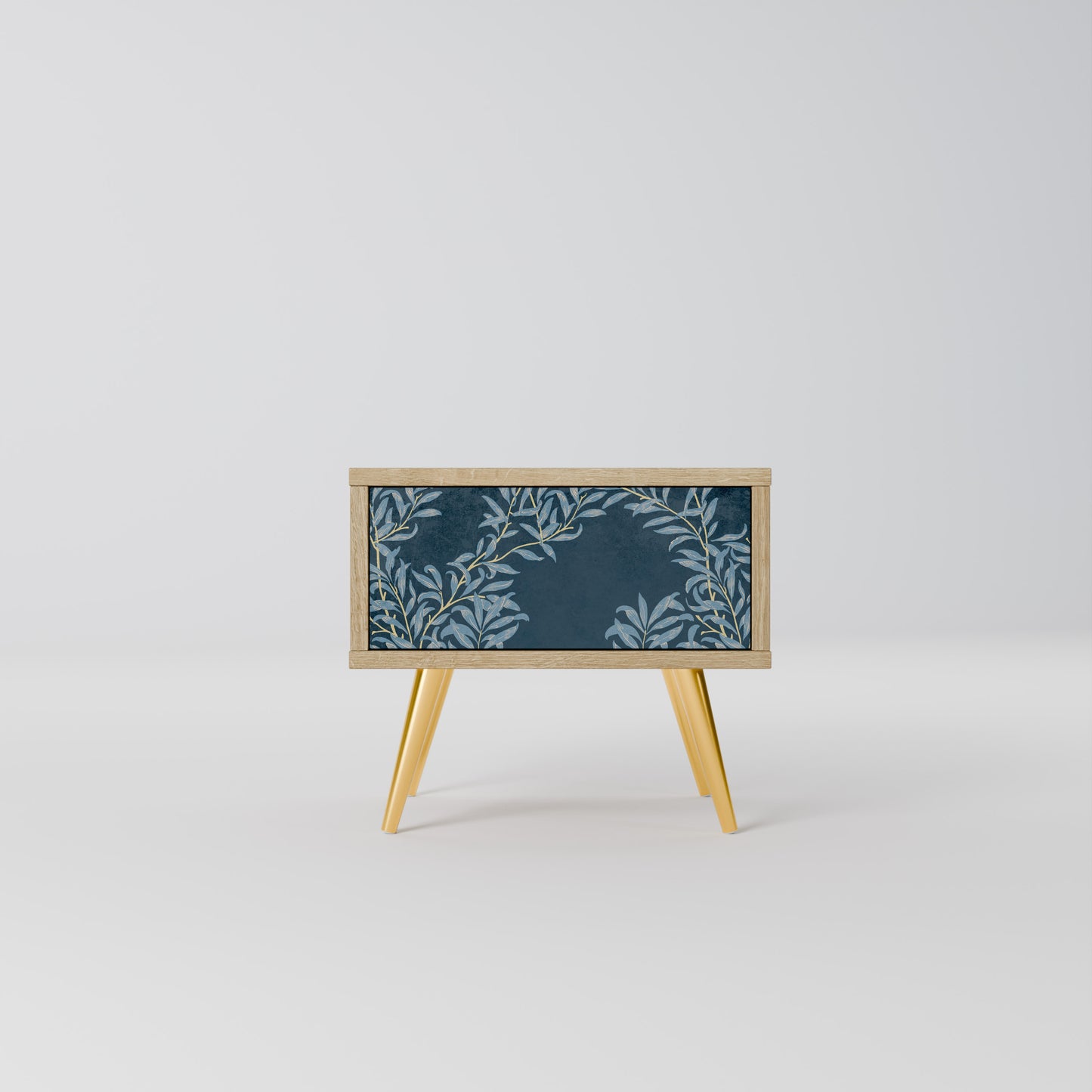 BLUE LEAVES Nattduksbord i Oak Effect