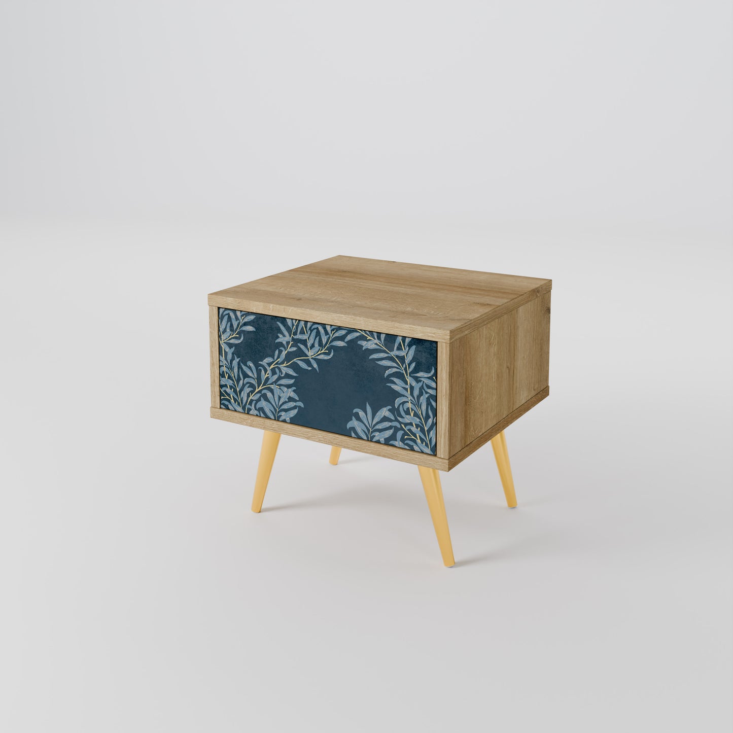 BLUE LEAVES Nattduksbord i Oak Effect