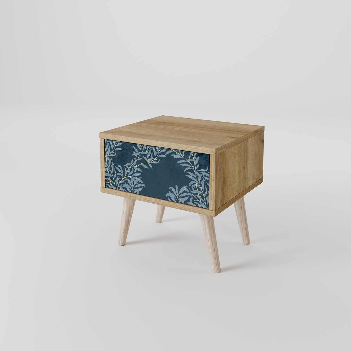 BLUE LEAVES Nattduksbord i Oak Effect