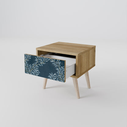 BLUE LEAVES Nattduksbord i Oak Effect