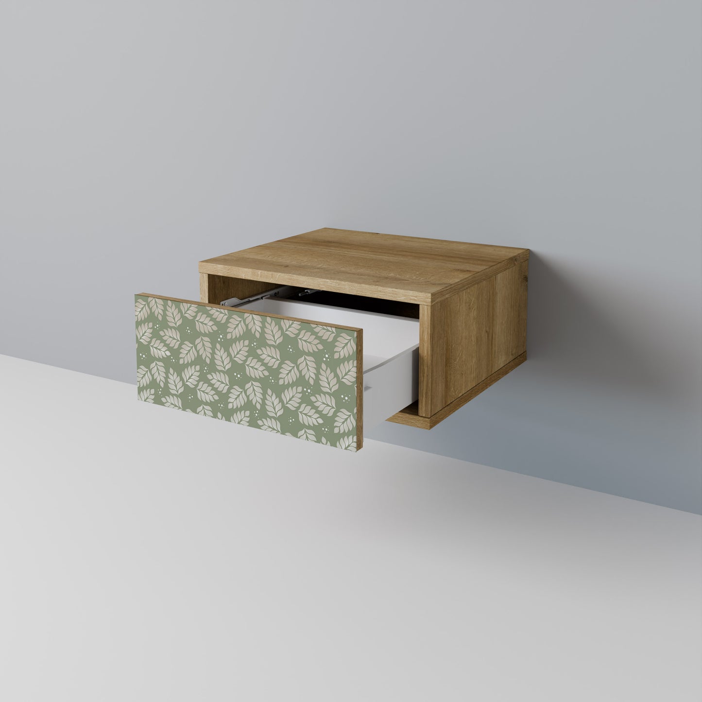 LEAVES ON GREEN Nightstand in Oak Effect