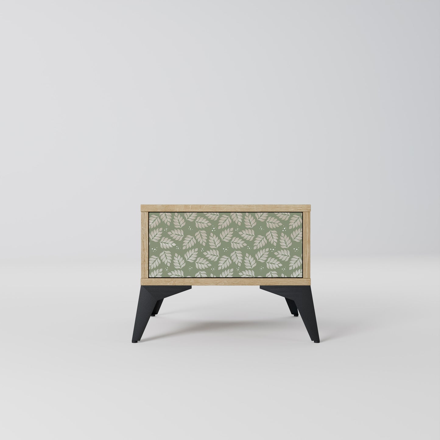 LEAVES ON GREEN Nightstand in Oak Effect