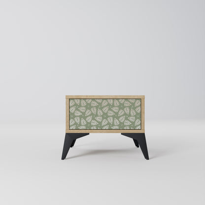 LEAVES ON GREEN Nightstand in Oak Effect