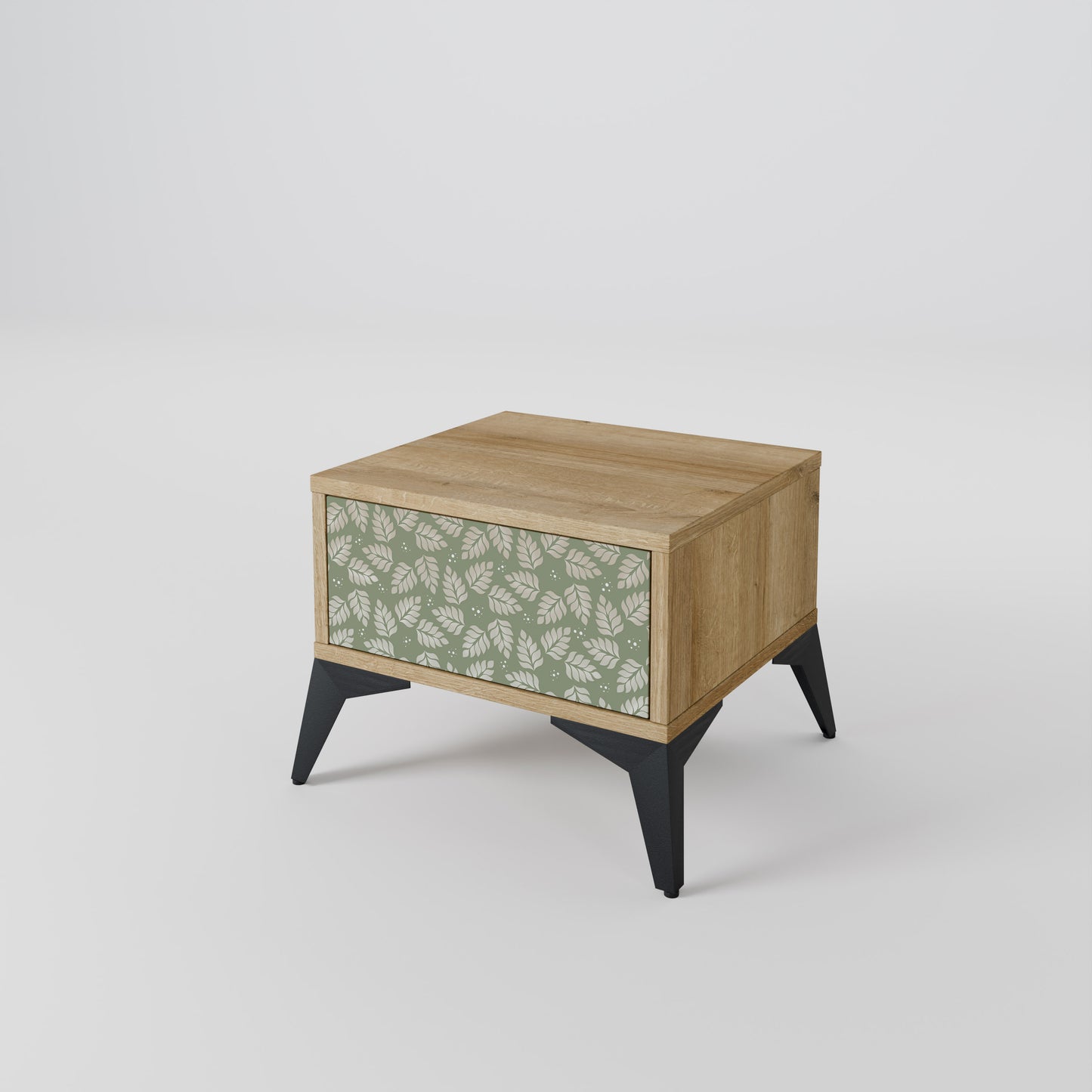 LEAVES ON GREEN Nightstand in Oak Effect