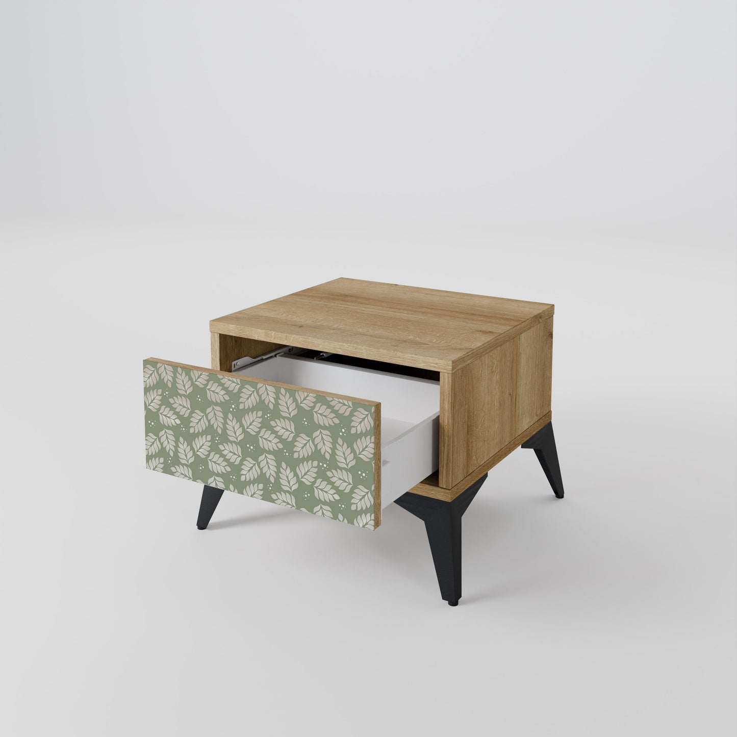 LEAVES ON GREEN Nightstand in Oak Effect