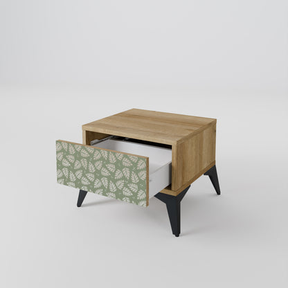 LEAVES ON GREEN Nightstand in Oak Effect