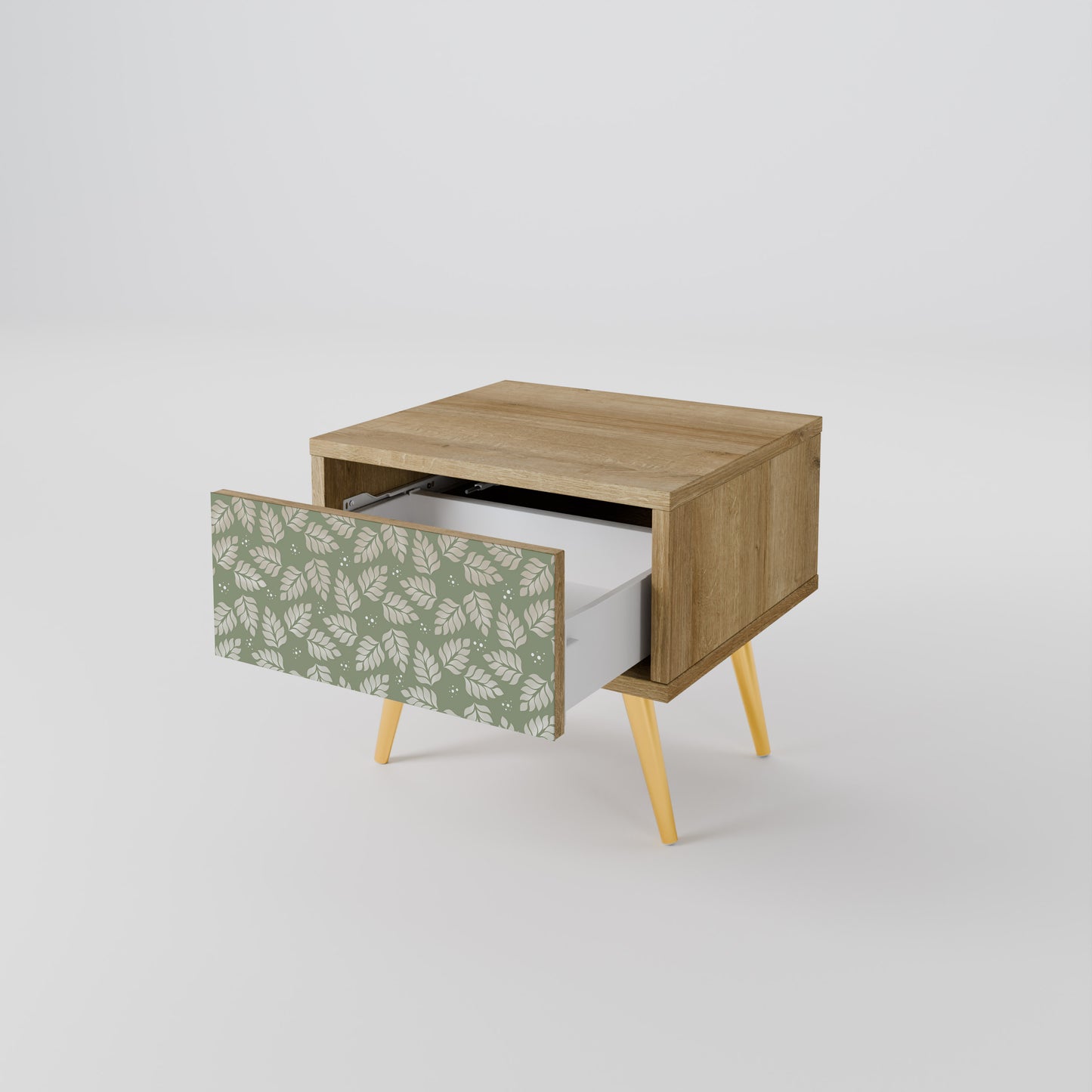 LEAVES ON GREEN Nightstand in Oak Effect