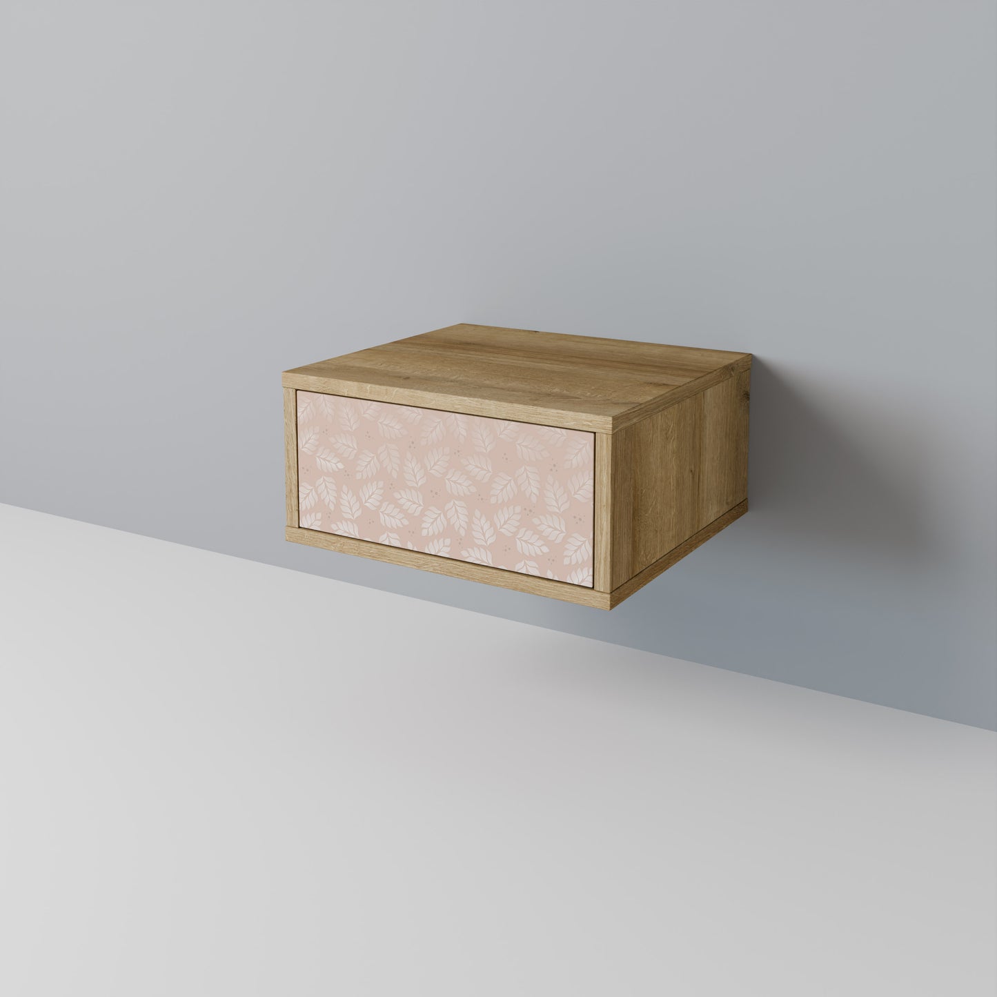 LEAVES ON BEIGE Nightstand in Oak Effect