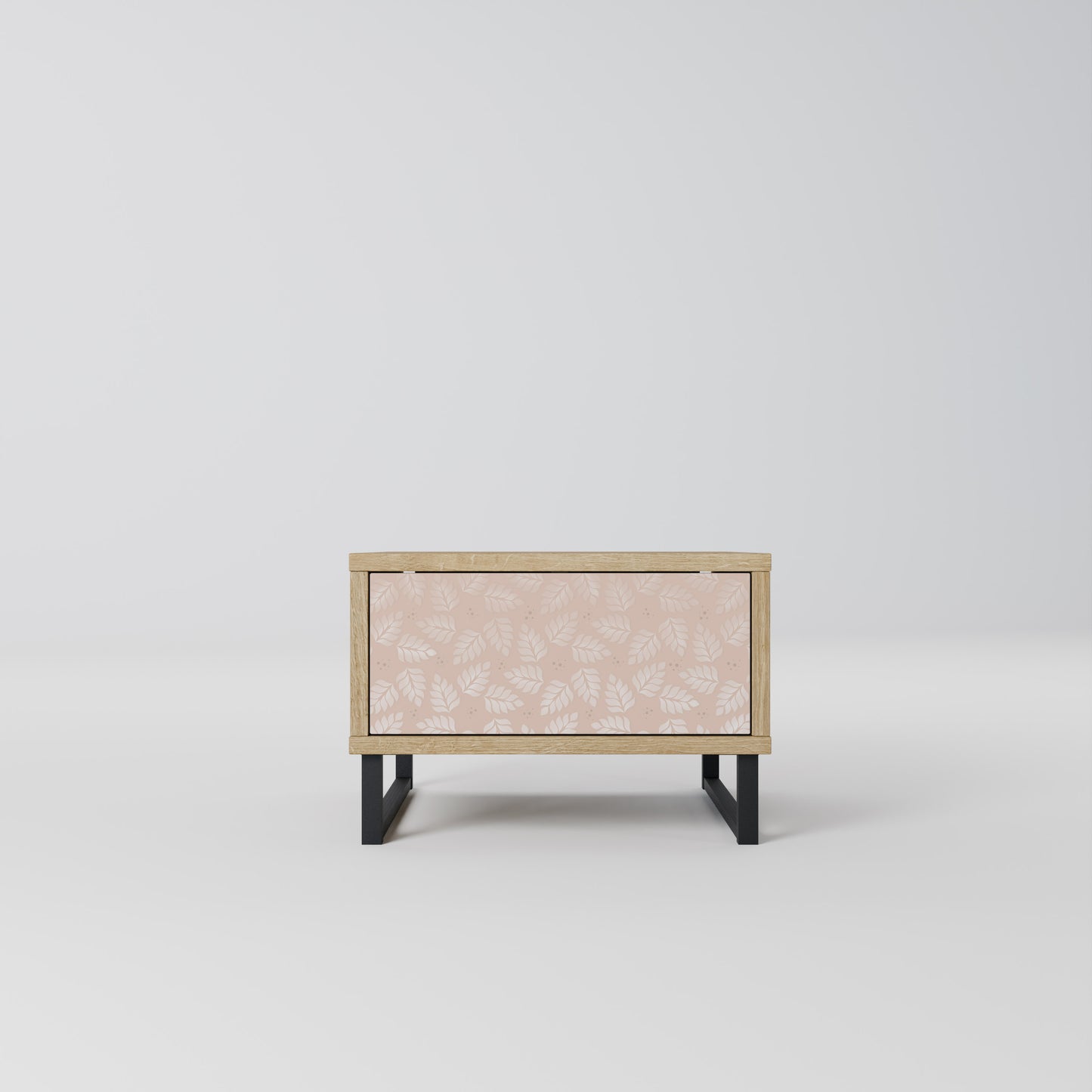 LEAVES ON BEIGE Nightstand in Oak Effect